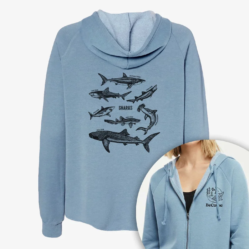 Shark Chart - Women's Cali Wave Zip-Up Sweatshirt Printed Sweatshirt Hoodie