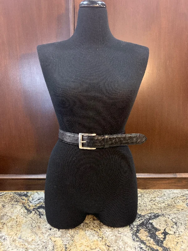 1-1/2" Black Ostrich Print Belt w/ Buckle