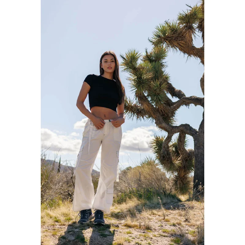 Strappy Parachute Pants - White