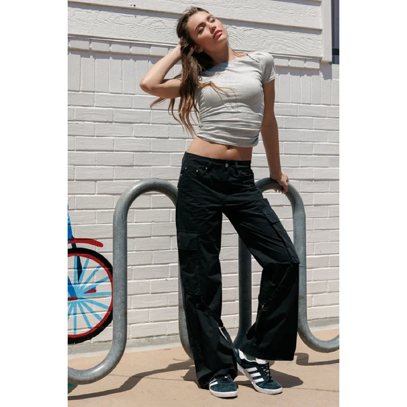 Flare Cargo Pants - Black