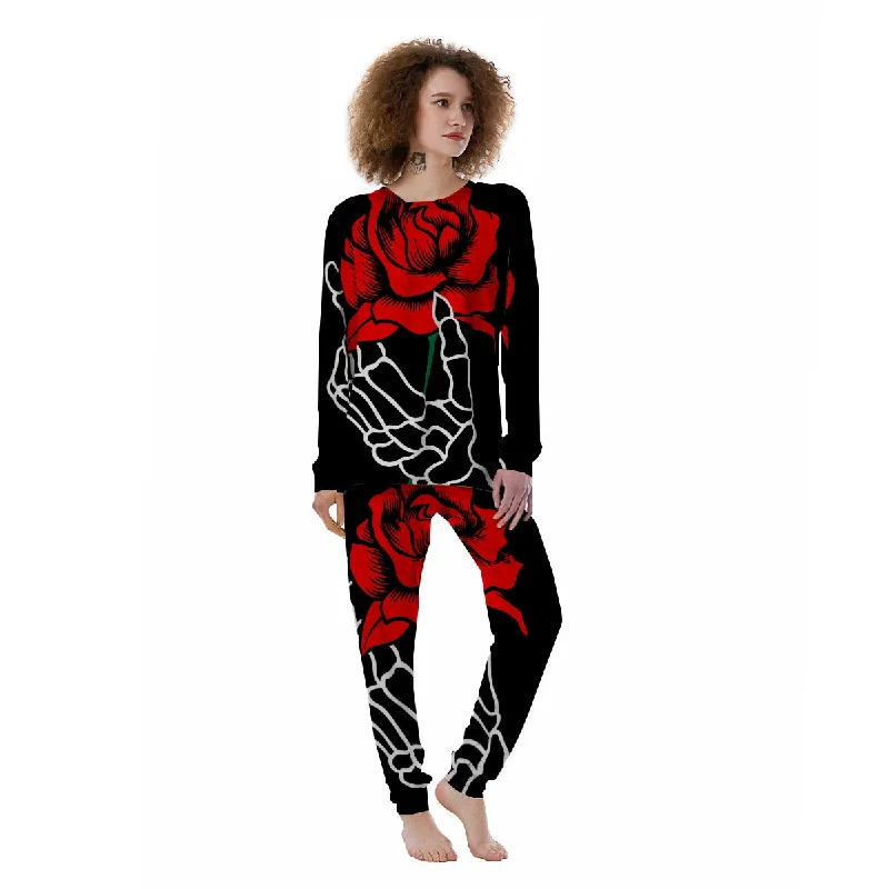 Tattoo Red Roses Print Women's Pajamas Jogger pajama sets