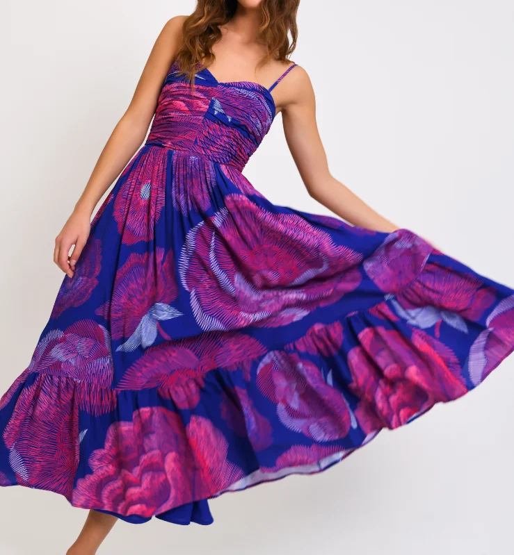 Hutch Barlowe Dress - Navy Embroidery Floral Viscose Halter floral dresses