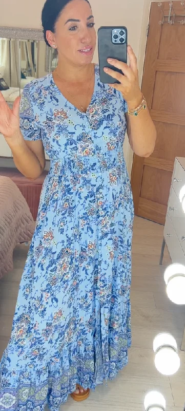 Kita Blue Paisley Print Maxi Dress Maxi Skirt Trendy