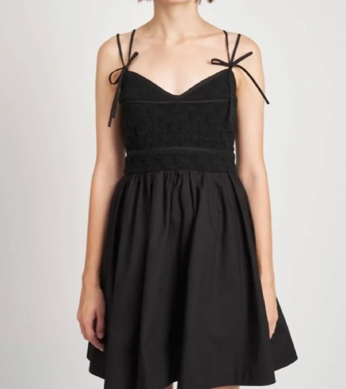 Monti Mini Dress In Black Soft Denim Skirt