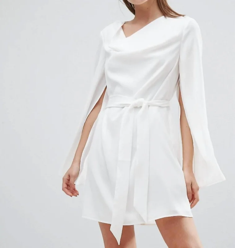 Women Interrupt Tie Belt Mini Dress In White Bohemian Mini Skirt