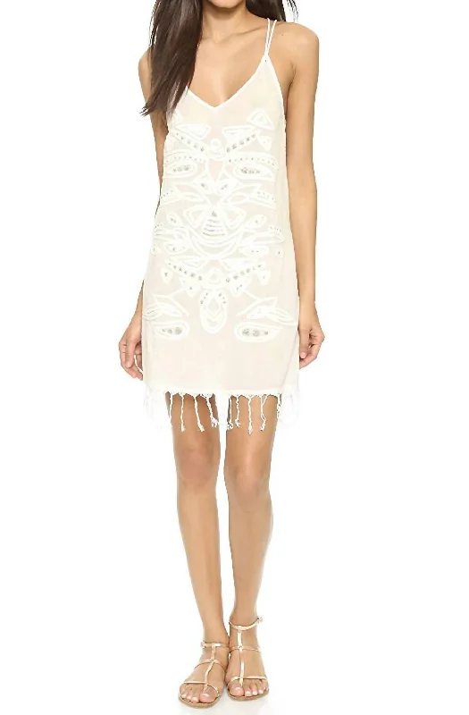 Women Sunbeam Sari Cover Up Plunging Neckline Mini Dress In White Lace Detail Mini Skirt