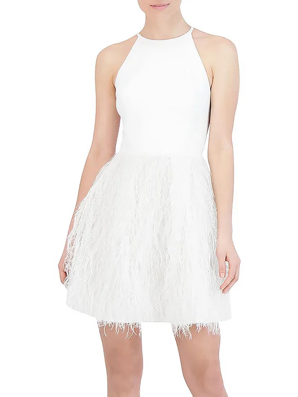 Womens Halter Mini Cocktail and Party Dress Sleek Mini Skirt