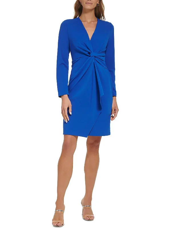 Womens Twist Front Short Mini Dress Casual Summer Skirt
