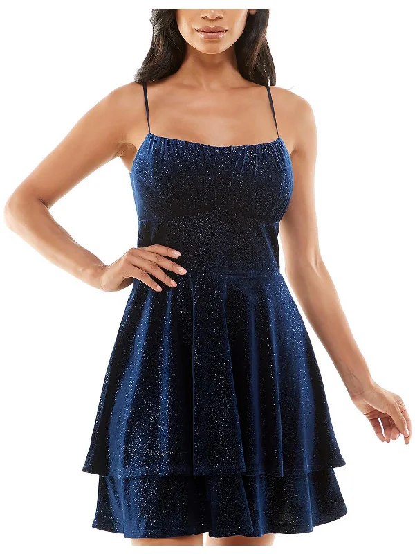 Womens Velvet Mini Cocktail and Party Dress Soft Mini Skirt