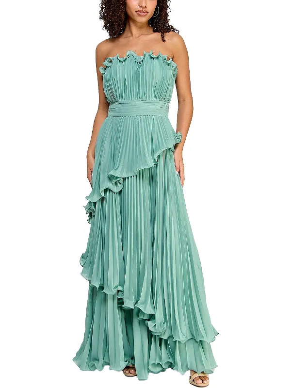 Juniors Womens Pleated Strapless Evening Dress Spring unclassified dresses