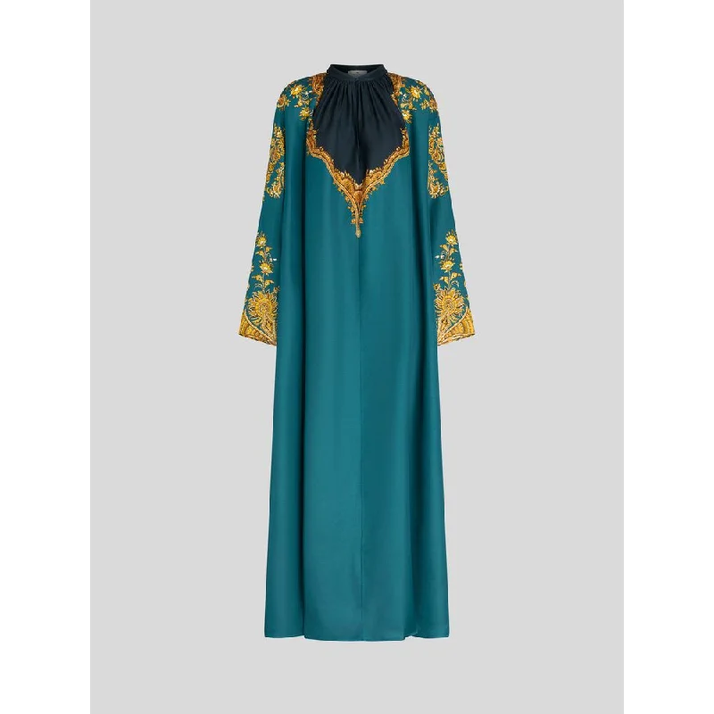 LEAFY PAISLEY SILK TWILL CAFTAN Tulle unclassified dresses