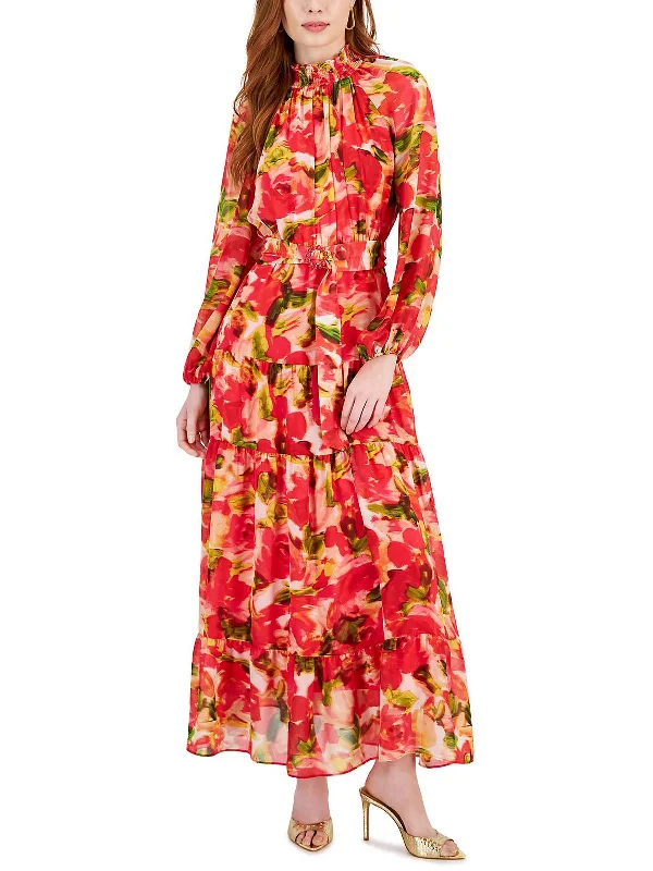 Womens Printed Tea Length Shift Dress A-line unclassified dresses