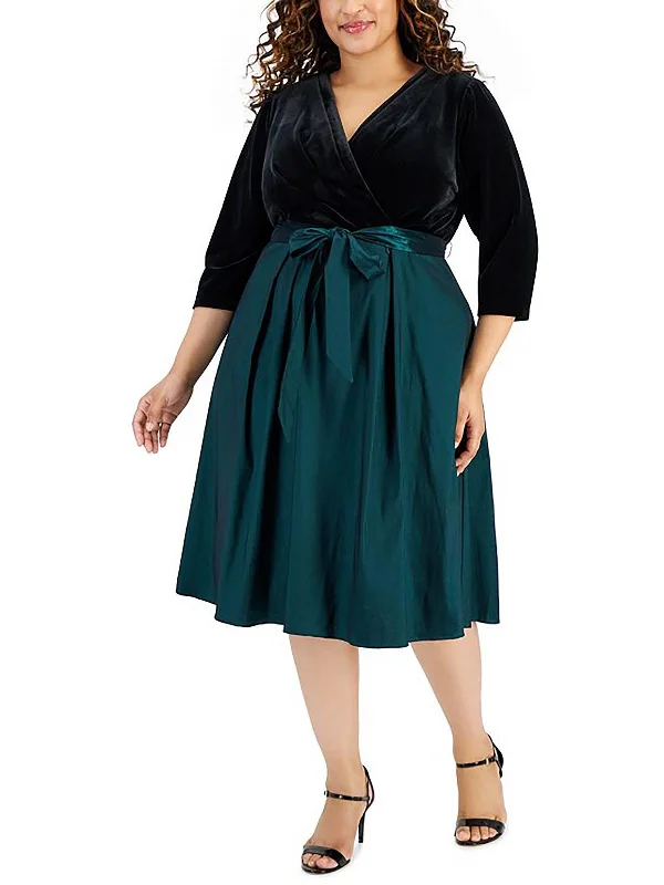 Womens Surplice Mid Calf Fit & Flare Dress Popular unclassified dresses