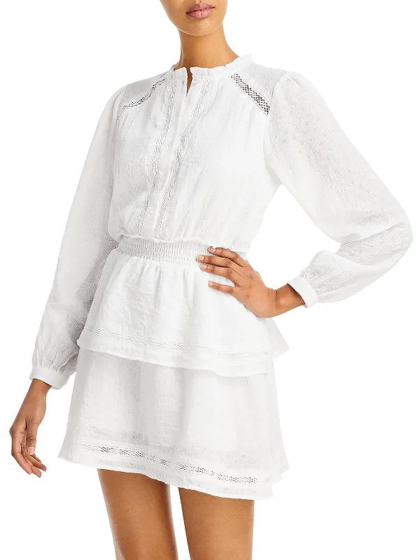 Womens Lace Trim Above Knee Fit & Flare Dress Lace Dress Look